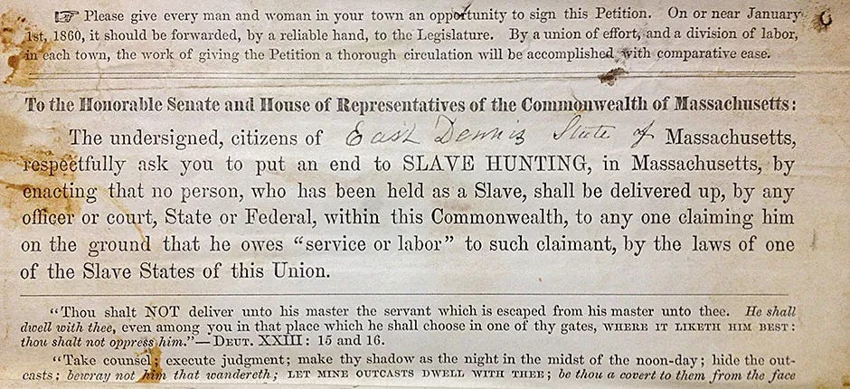 Historic abolition petition addressed to the United States Senate and House of Representatives