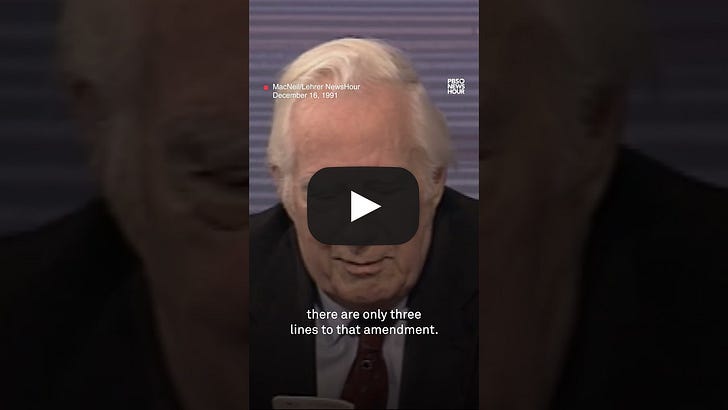 Warren Burger speaking during a 1991 MacNeil/Lehrer NewsHour interview