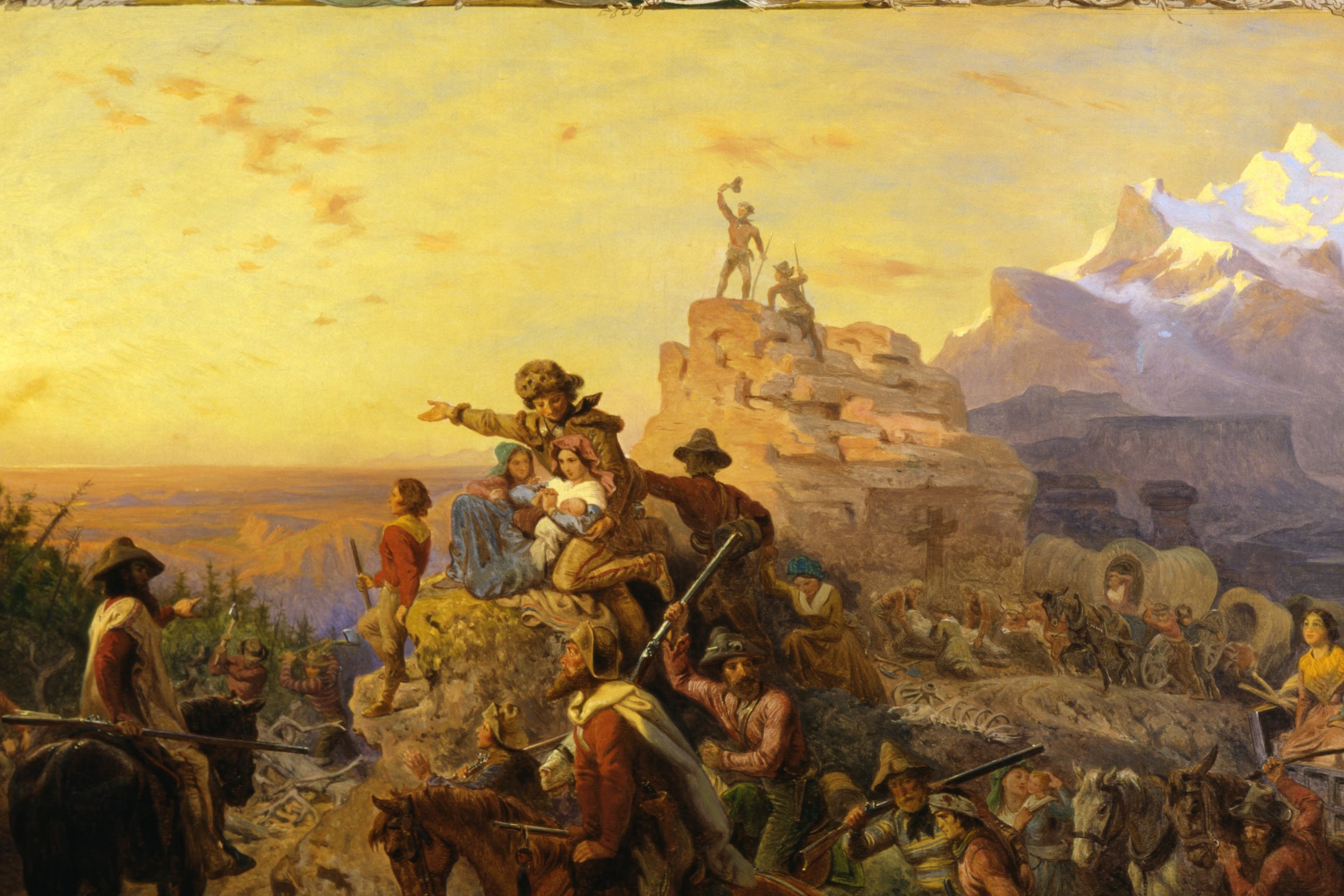 Emanuel Leutze’s mural Westward the Course of Empire Takes Its Way, showing armed settlers moving west